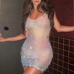 Mini dress with rhinestone detailing